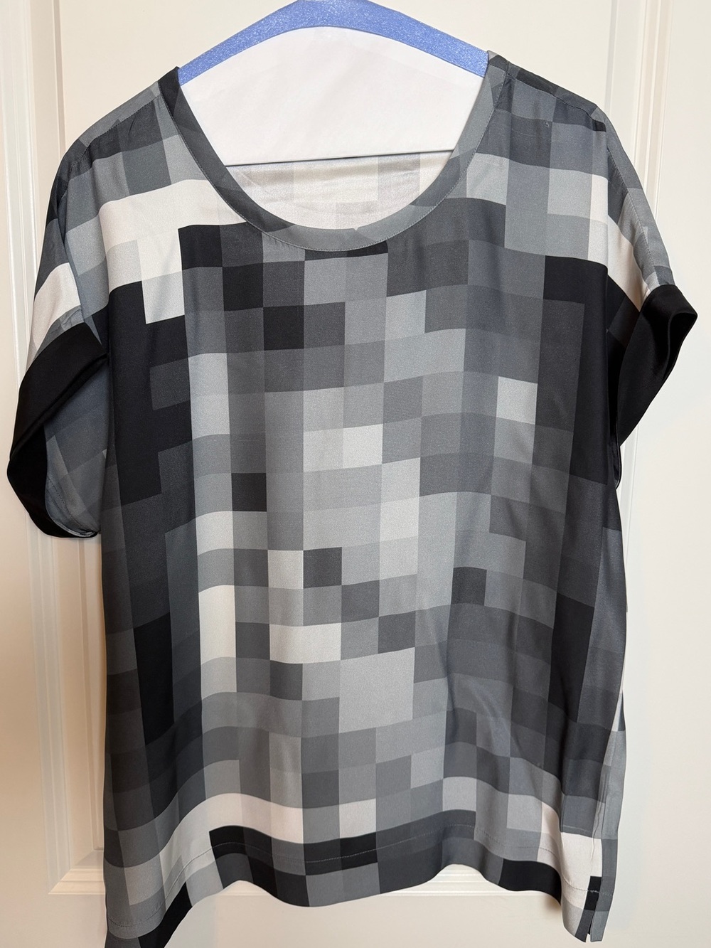 Vince Silk Pixel Print Blouse